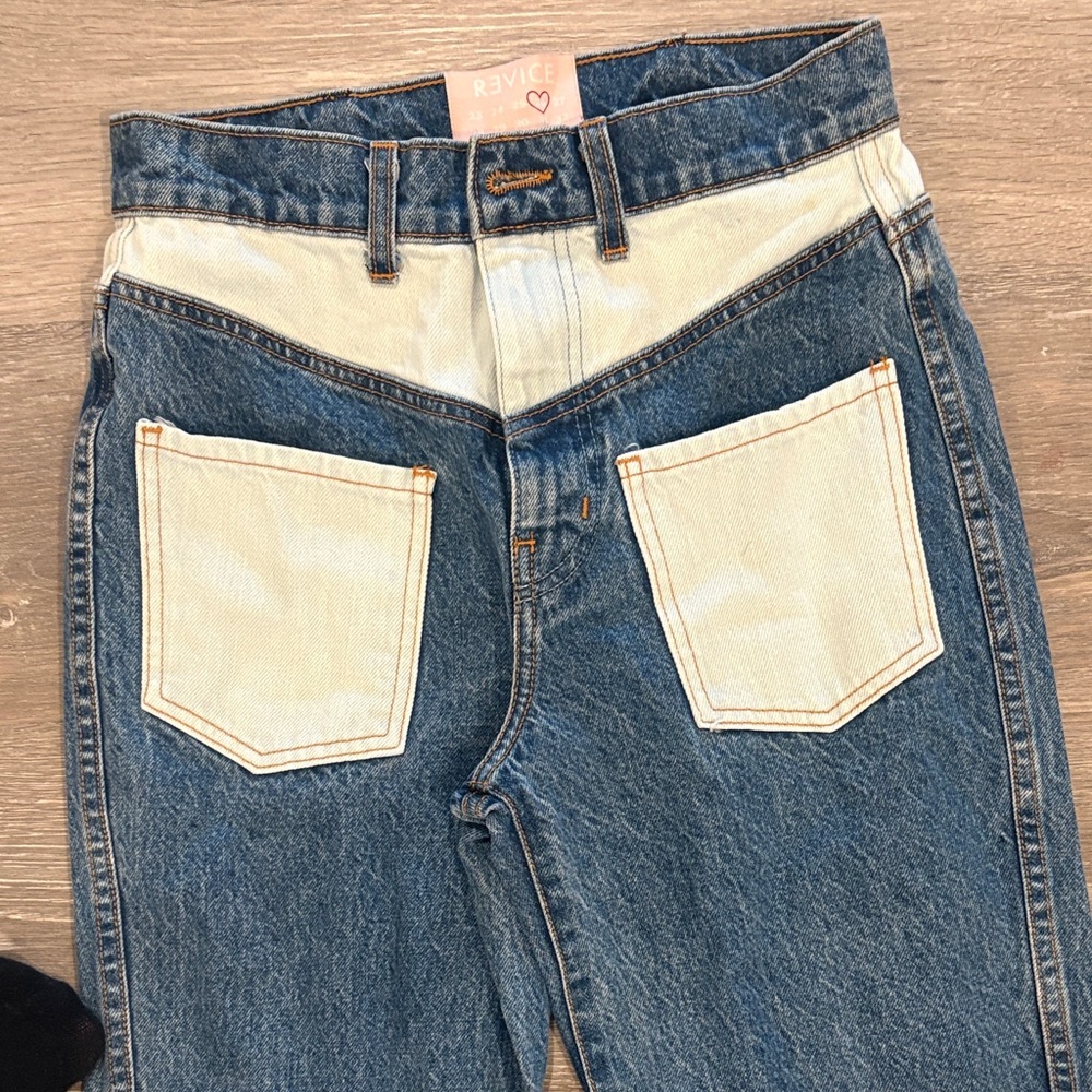 REVICE Blue and Cream Denim Jeans